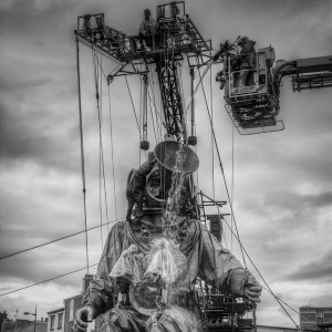 Firemen help Uncle to drink ... courtesy Peter Goodbody (p3dro.co.uk)