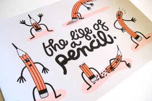 The Life of a Pencil, Tim Easley, A3 risograph print, edition of 50