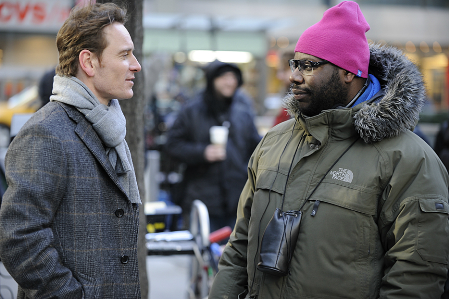 On the set of Shame: Michael Fassbender (l) and Steve Mcqueen (r)