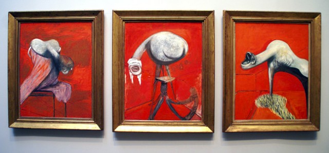 Francis Bacon, Three Studies for Figures at the Base of a Crucifixion, circa 1944