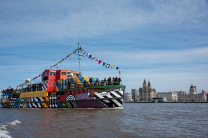 Sir Peter Blake has dazzled a Mersey Ferry as part of the WW1 centenary, co-commissioned by Liverpool Biennial,  14-18 NOW and Tate Liverpool Photo: Mark McNulty