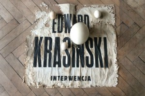 A disintegrating exhibition poster. Edward Krasiński’s studio apartment, Warsaw, Poland, 2016