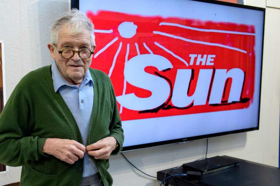 David Hockney's redesigned masthead for The Sun newspaper