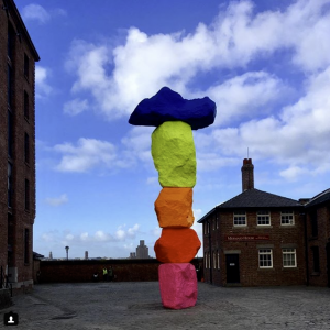 thedoublenegative/instagram: New addition to the Liverpool public art landscape, Swiss artist Ugo Rondinone adds to his 'mountains' land art series with #liverpoolmountain @ the Royal Albert Dock #ugorondinone #landart #liverpool