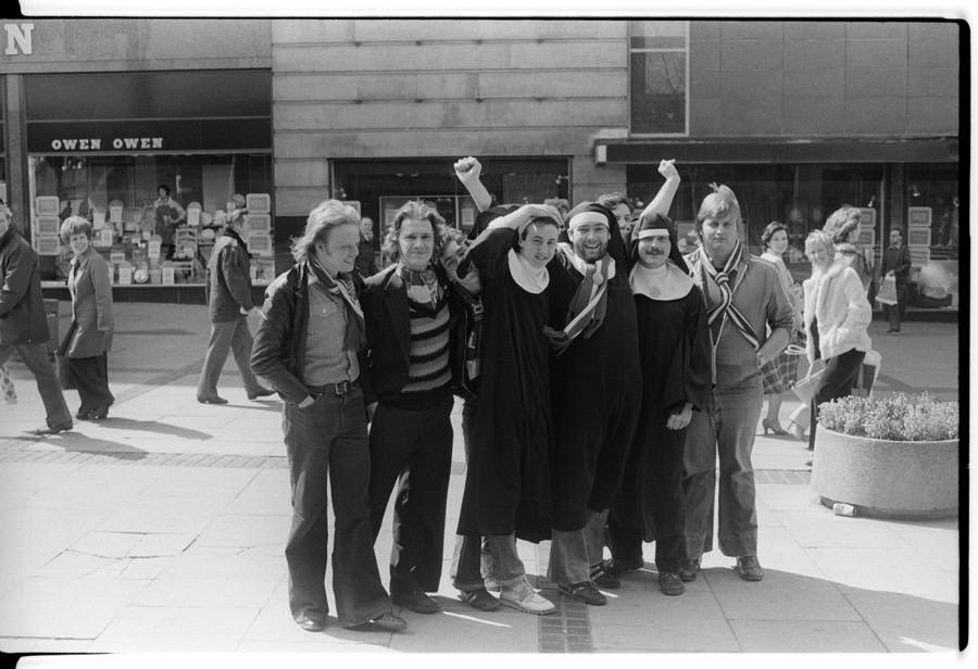 Evertonian nuns, Church Street, L1, 1980, courtesy Ian Clegg