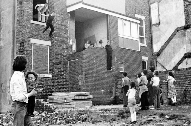 Kids Jumping On To Mattresses - Youth Unemployment (1981) Tish Murtha (c) Ella Murtha, all rights reserved.
